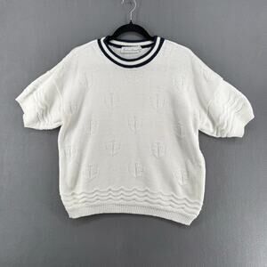 Vintage Fashion Avenue Nautical Anchor Boxy Short Sleeve Crew Neck Sweater L